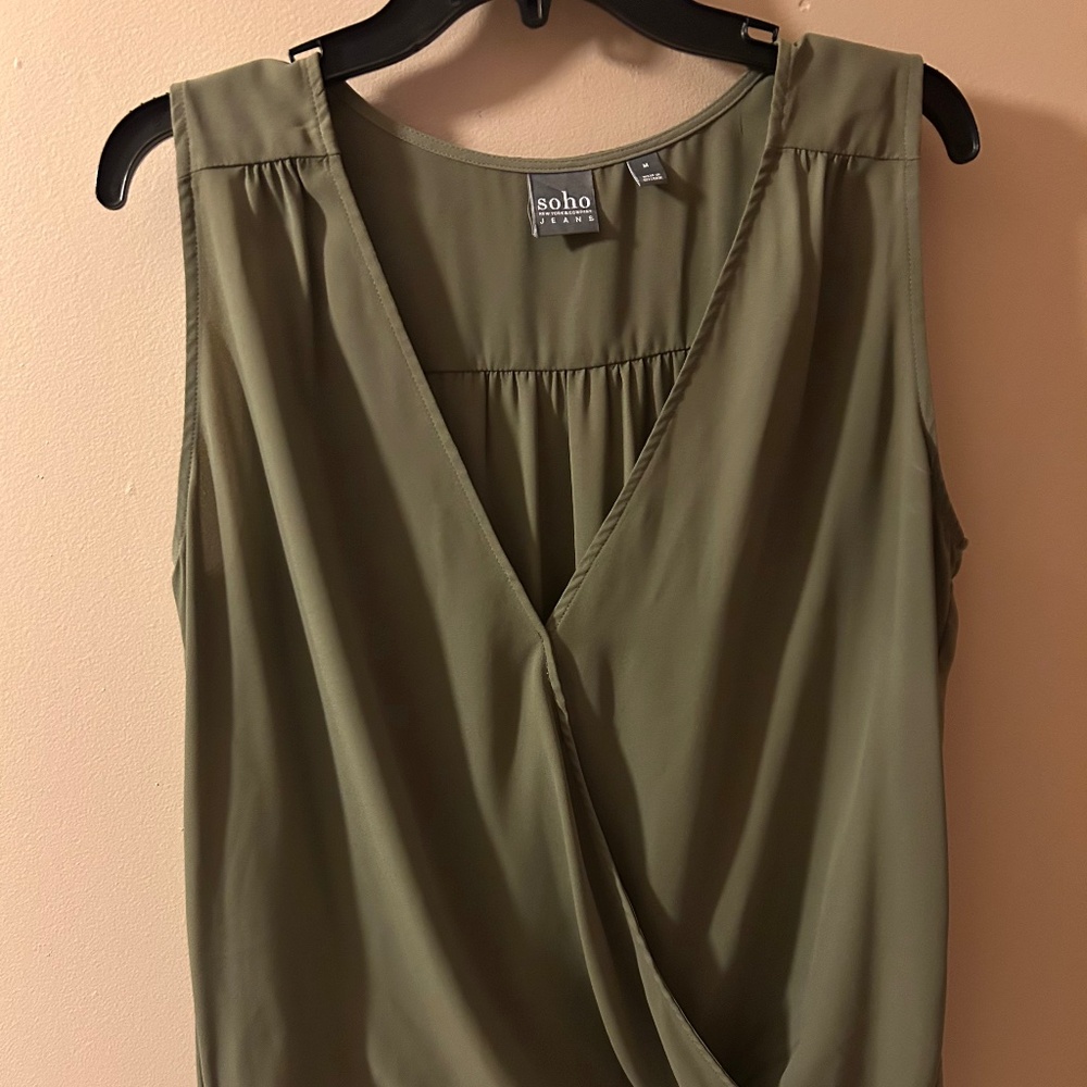 Soho Green Sleeveless Wrap Blouse
